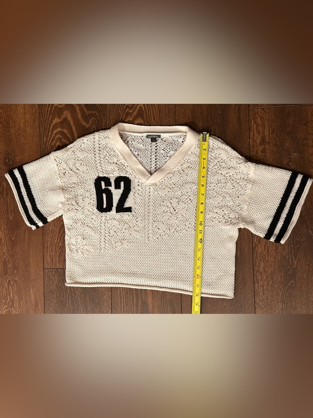 wild fable White Knit V-Neck Sweater Top with Black Details 100% Cotton - Picture 8 of 10